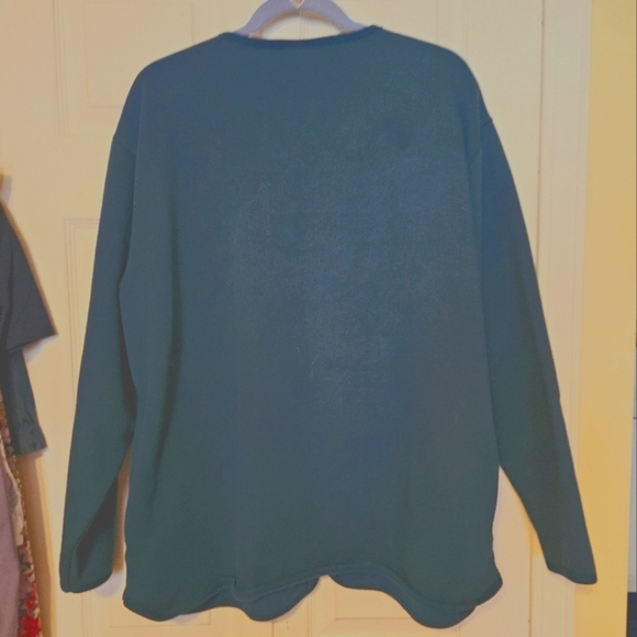 #134 Northern Reflections- Turquoise Knit Floral Printed Button-up - Size: XL - Picture 2 of 9